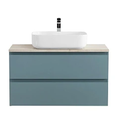 Тумба с раковиной BelBagno Крафт/Kraft 80 голубая матовая (столешница Marmo Crema Opaco)