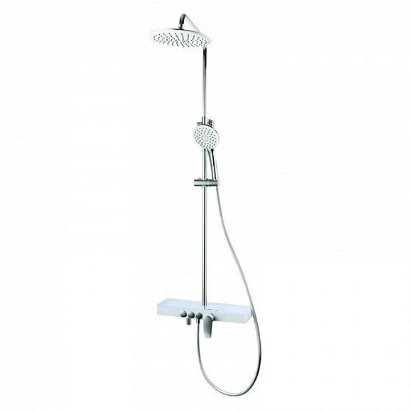 Душевая стойка Iddis Shelfy SHESB3Fi06 белый/хром с полочкой, с изливом, с кнопочным управлением Push Control