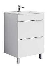 Тумба под раковину Aqwella Бриг 60 белый глянец напольная 2 ящика