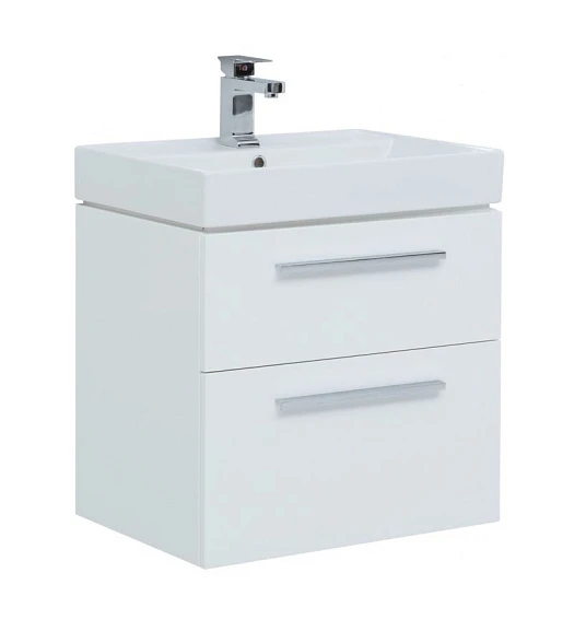 Тумба под раковину Aquanet Nova 60 белый глянец (ручки дополнительно на выбор)