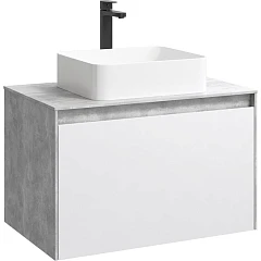 Тумба с раковиной Aqwella 5 stars Mobi 80 белый глянец/бетон светлый